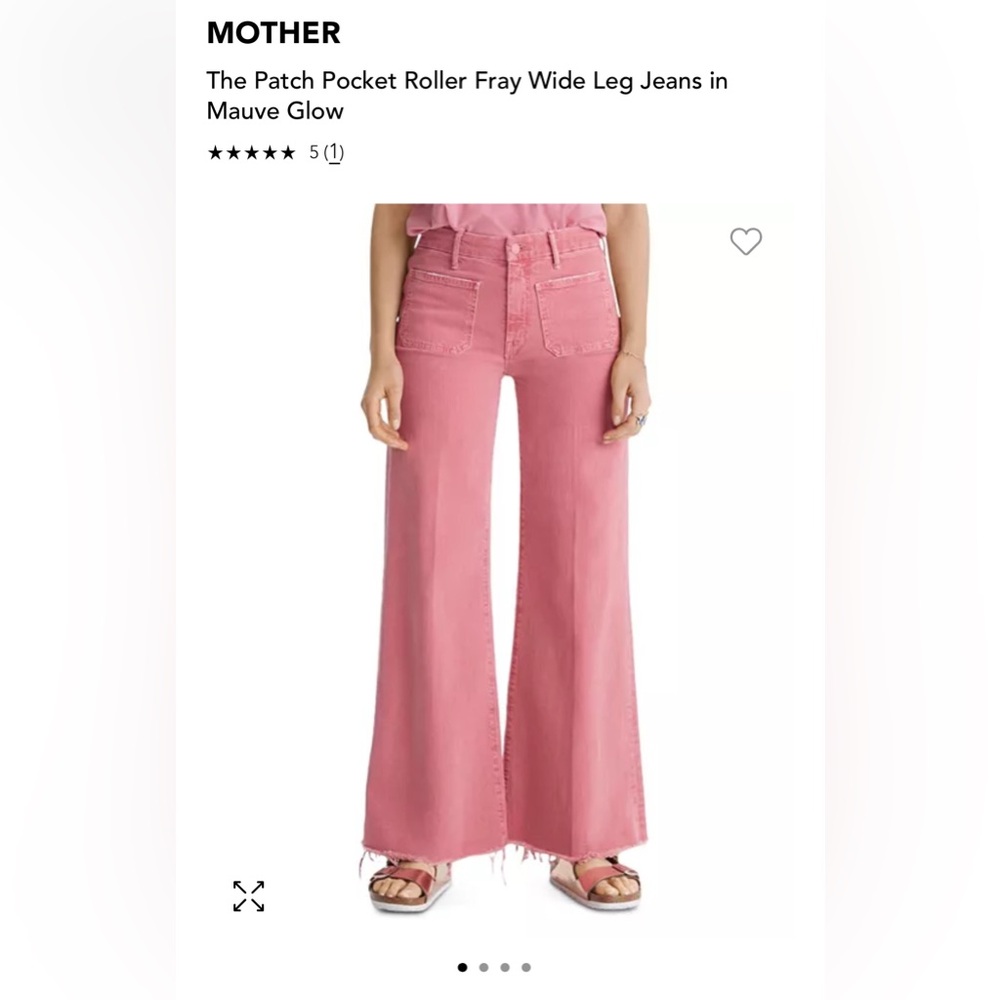 MOTHER -The Patch Pocket Roller Fray Wide Leg Jeans in Mauve Glow -size 29